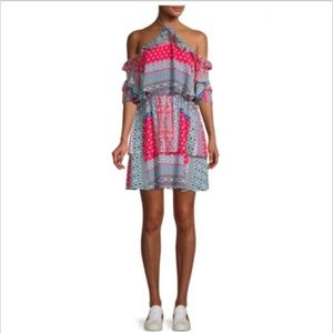 Parker Printed Ruffle Silk Halter Dress Size 4